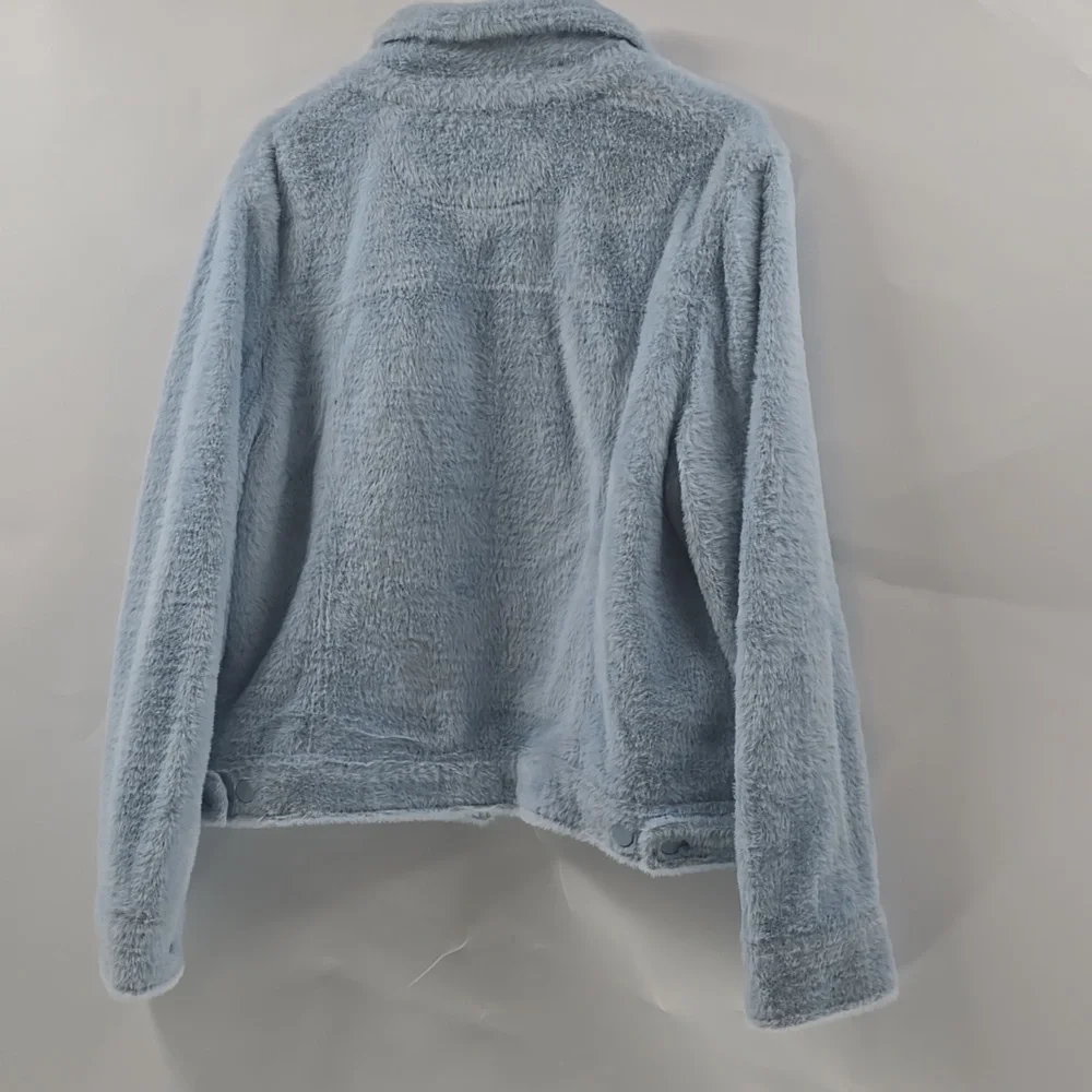 Banana Republic Light Blue Faux-Sherpa Button Jacket